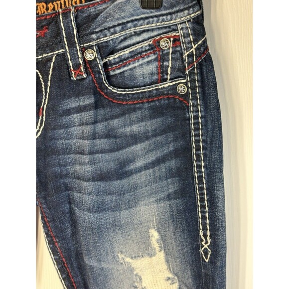 Rock Revival Wm’s 29 Becky Skinny Stretch Denim Jeans Thick Stitching Distressed - Picture 5 of 16